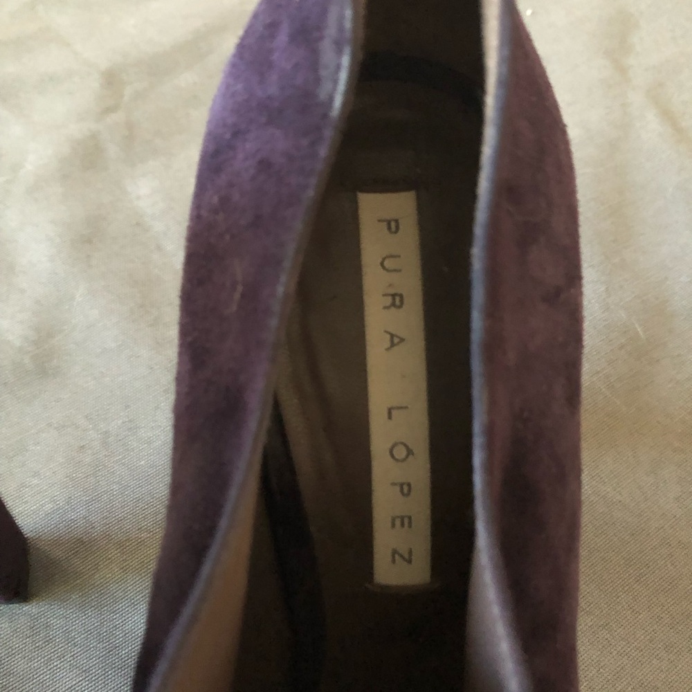 Vintage Designer Pura Lopez purple suede lace up ankle shoes SZ40. - Picture 5 of 5